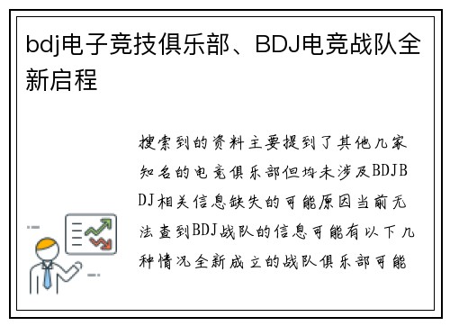 bdj电子竞技俱乐部、BDJ电竞战队全新启程
